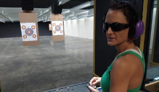 Amy Cunning of Hollywood loads up at Flat Broke Shooters new indoor range. (Photo: The County Times)