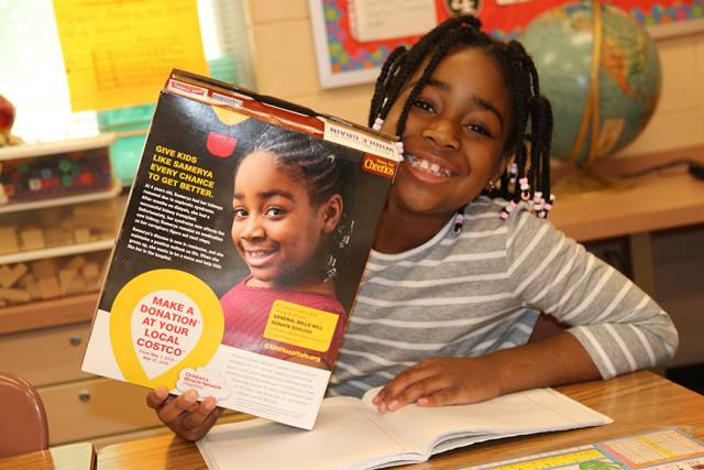 Samerya Montgomery, a Berry Elementary School second grader, is a national champion for Children's Miracle Network Hospitals. This month, her photo and story are featured on boxes of Cheerios sold at Costco.