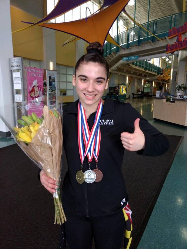 Virginia Krasznay, First Place Maryland State Beam Champion Title Winner at the Women’s Maryland State Meet in Landover, Md.