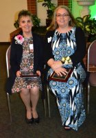 From left are Joella Boggs, Plum Point Elementary School, and Kathryn Weiskircher, Plum Point Middle School.