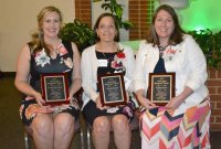 From left are Anna Rodriguez, Benjamin Banneker Elementary School; Diane Glasgow, Leonardtown High School; and Heather Howe, Spring Ridge Middle School.