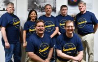 KING GEORGE, Va. (May 22, 2019) - Members of the NSWCDD Combat System Simulators team are pictured at the first Modeling and Simulation Summit sponsored by the Naval Surface Warfare Center Dahlgren Division. Front row left to right: Randy Johnson and Mark Vogel. Back row left to right - James Herin, Beth Tran, James Bowling, James Flowers, and Bob Cunningham.  The Combat System Simulators consist of three main components. The first is the Next Generation Simulation, which provides stimulation or simulation of combat system components not available to the combat system in a test or training exercise. The second is the Common Connectivity Device, which provides a means to connect two or more simulations across a simulated data link. The final system is the Universal Message Generator, which consists of a suite of applications that provide a state-driven message streaming capability to help provide unit level testing of message driven interfaces. This collection of tools enables a tester or trainer to exercise a combat system at a land based test or training site as if the system was underway in the Fleet. (U.S. Navy Photo/Released)