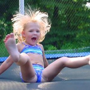 Great fun on Nanny's trampoline