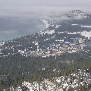 Lake Tahoe - Looking down at South Lake Tahoe city next to Stateline town.