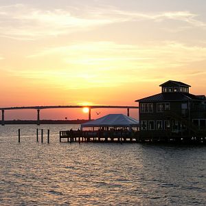 Sunset over the Thomas Johmson Bridge