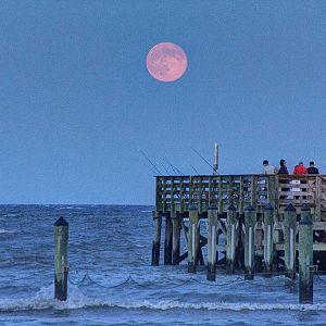 Super Moon Over North Beach Pier
