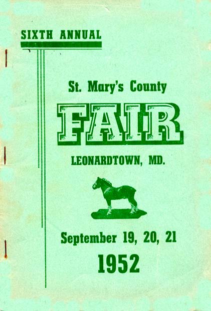 1952 Catalog Cover, St. Mary's County Fair