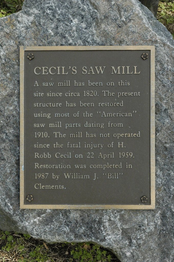 Cecil's Saw Mill plaque
