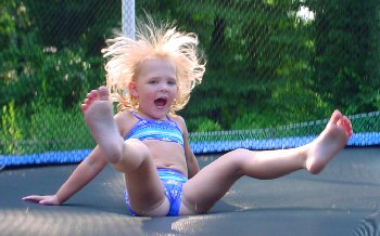 Great fun on Nanny's trampoline