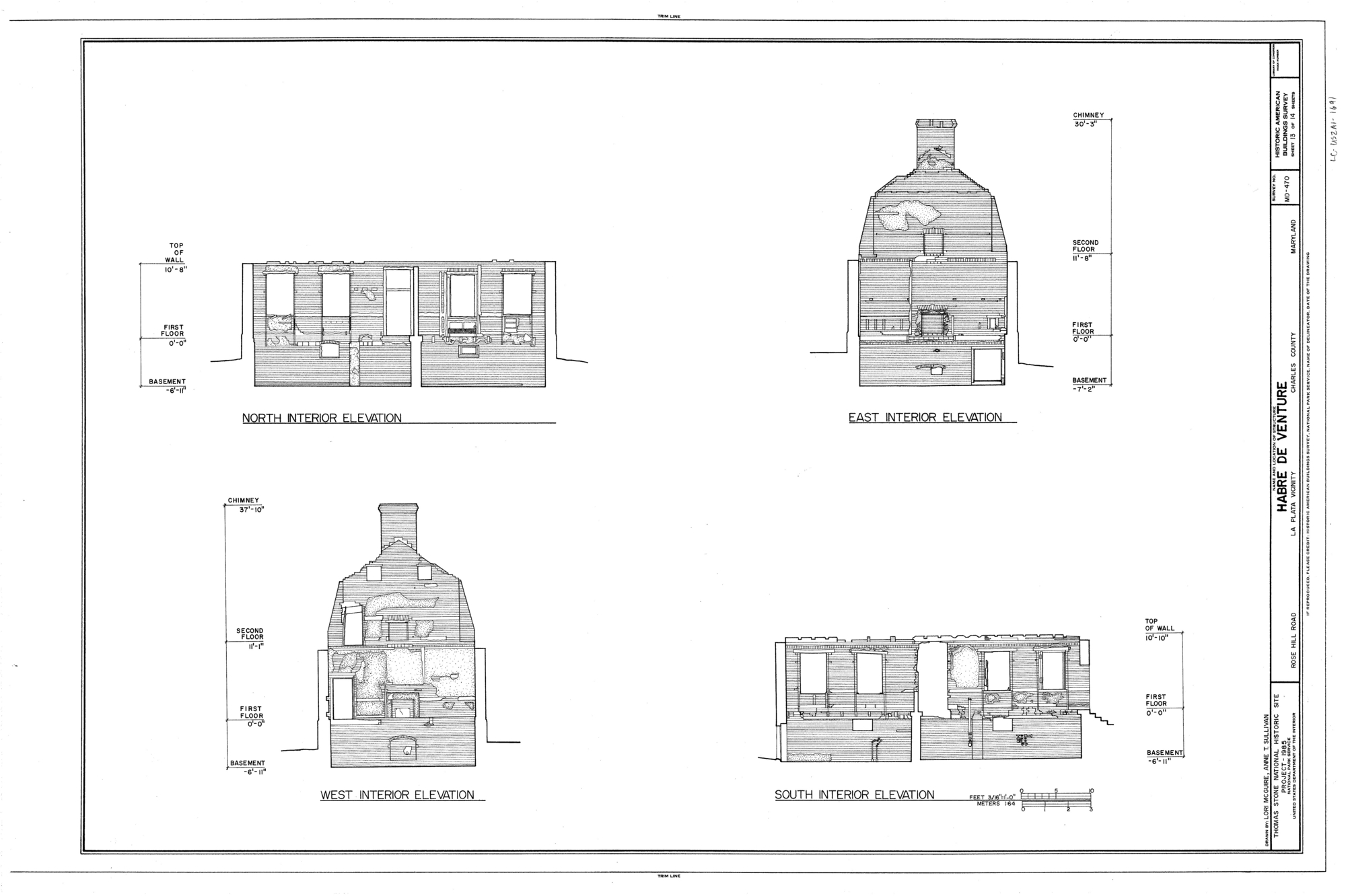 Habre de Venture, Interior Elevation Drawing