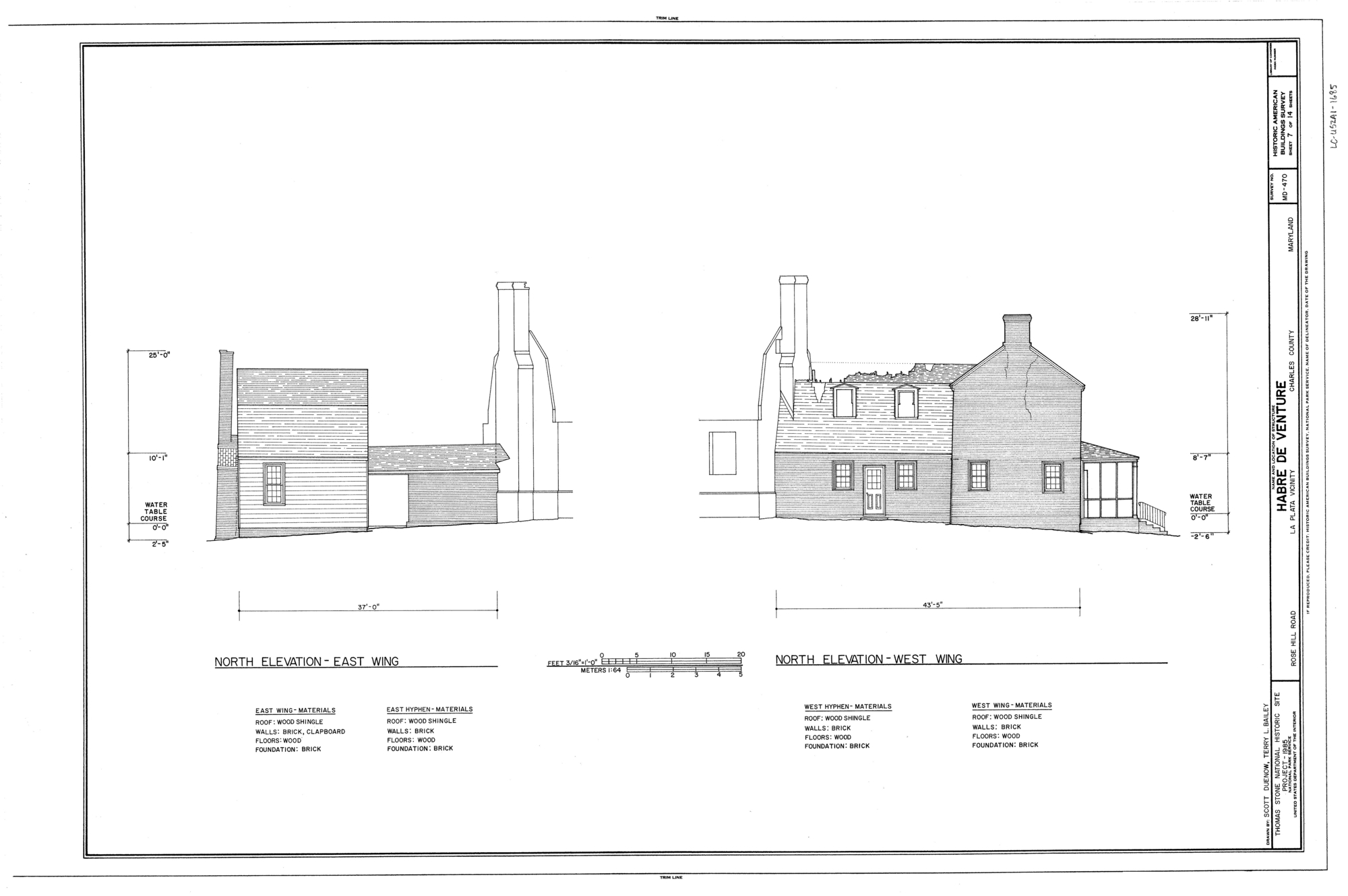 Habre de Venture, North Elevation Drawing