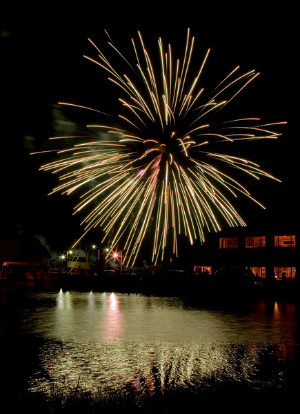 July 4 Fireworks at Solomon's Island, behind Stoney Kingfisher's