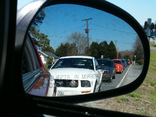 Line up at a stop sign