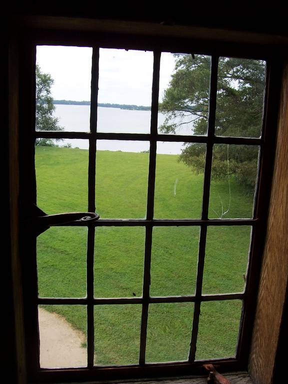 Looking out of window in State House