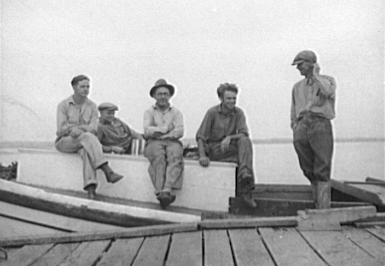 Oystermen at rest. Rock Point, Maryland, 1936