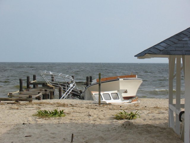 Piney Point - Damaged Boat on the Beach