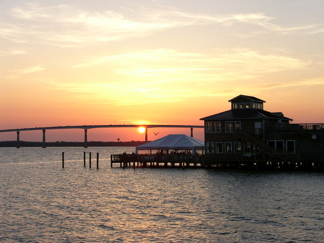 Sunset over the Thomas Johmson Bridge