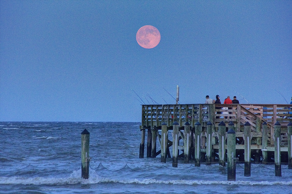 Super Moon Over North Beach Pier