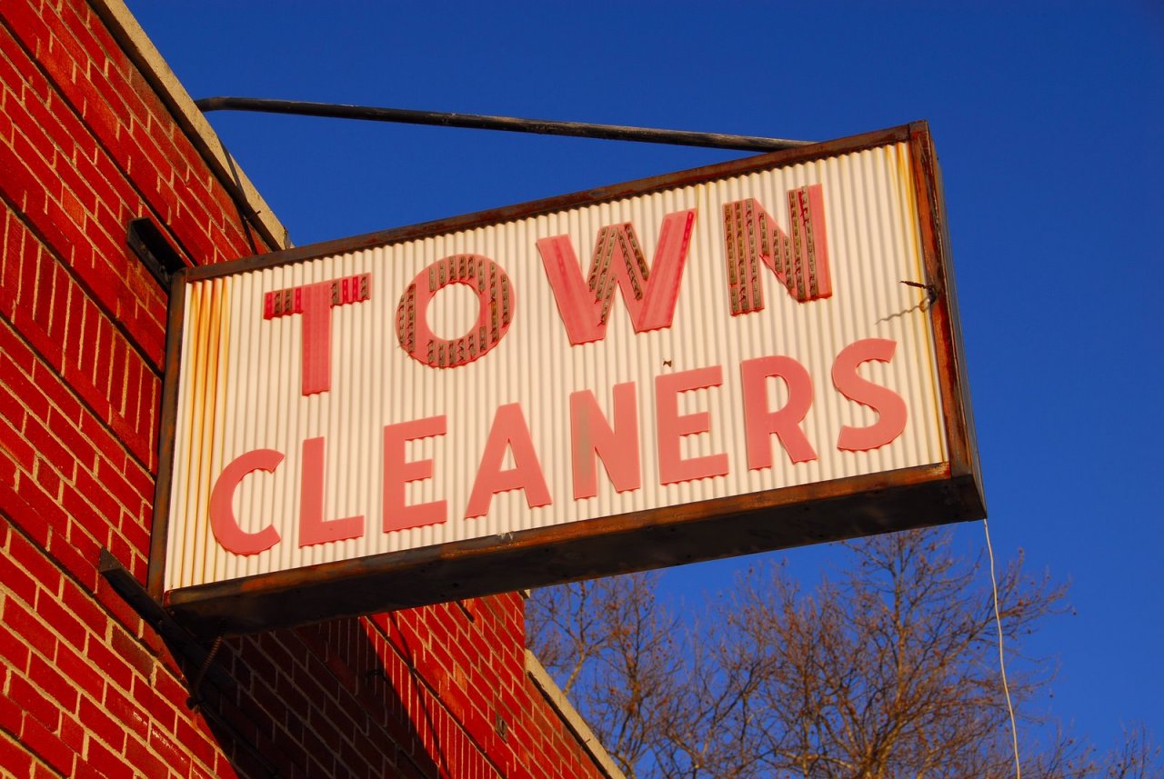 Town Cleaners Old School Sign