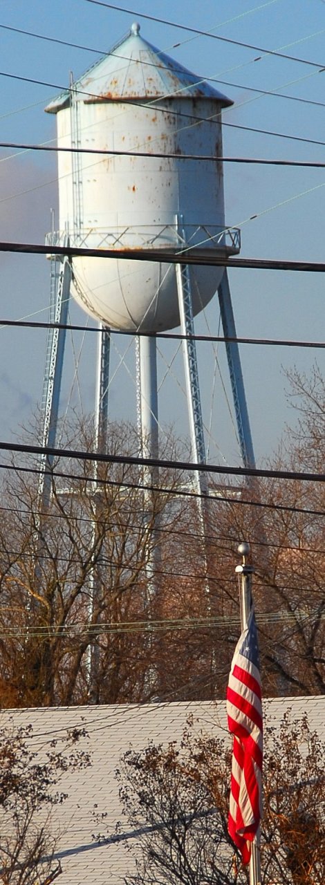 Water tower and wires